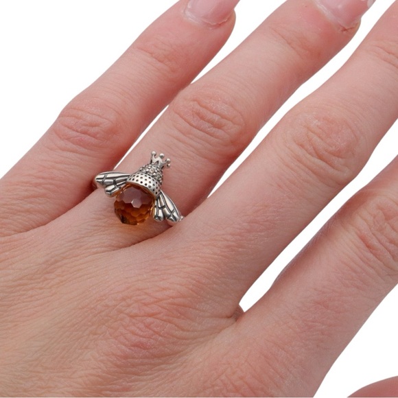 New! Gorgeous Brilliant Co. Solid 925 Sterling Silver Zirconia Queen Bee Ring - Picture 3 of 4